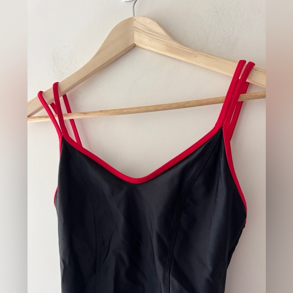 Anne Cole Collection Black One Piece Swimsuit Red Straps Style 75012F1 - Picture 2 of 6